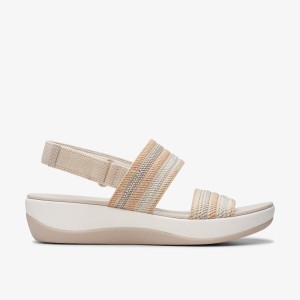 Clarks Arla Stroll Beige Combination Kilehæl Sko Dame Beige | QTLZM-3097