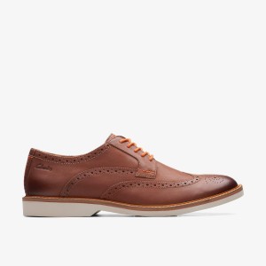 Clarks Atticus LT Limit Dark Tan Leather Pæne Sko Herre Mørkebrune | RKBMV-3465