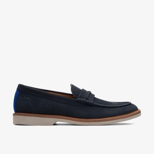 Clarks Atticus Slip Navy Suede Pæne Sko Herre Mørkeblå | CFOWK-0134