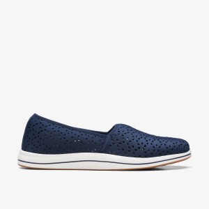 Clarks Breeze Emily Navy Slip Ons Dame Mørkeblå | HPJBF-0236