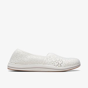 Clarks Breeze Emily White Slip Ons Dame Hvide | TMOSF-7839