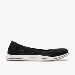 Clarks Breeze Roam Black Slip Ons Dame Sort | HTPUW-3982