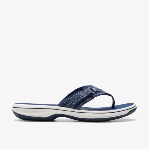 Clarks Breeze Sea Navy Synthetic Sandaler Dame Mørkeblå | LUTSF-4506