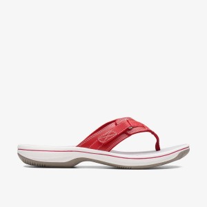 Clarks Breeze Sea Red Synthetic Sandaler Dame Rød | ULPQR-0459