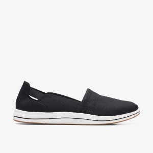 Clarks Breeze Step II Black Slip Ons Dame Sort | FWGLJ-7820