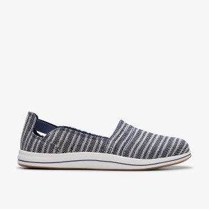 Clarks Breeze Step II Navy Slip Ons Dame Mørkeblå | OQHLC-4173