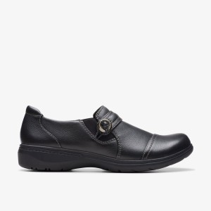 Clarks Carleigh Pearl Black Leather Træsko Dame Sort | ZPLCT-9821