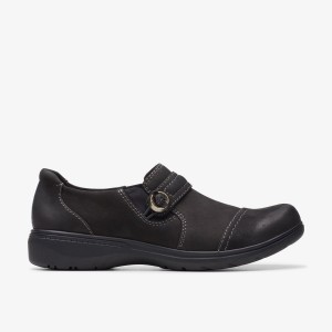 Clarks Carleigh Pearl Black Nubuck Træsko Dame Sort | GYQXR-4603