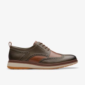 Clarks Chantry Wing Dark Olive Combination Pæne Sko Herre Mørkeolivengrøn | XCIDF-3764