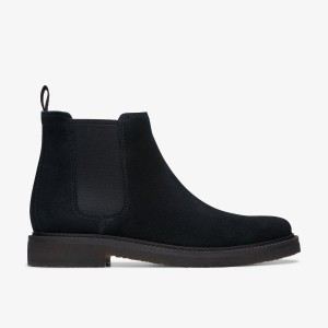 Clarks Clarkdale Easy Black Suede Pæne Sko Herre Sort | LVQWH-8254