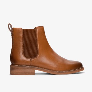 Clarks Cologne Arlo 2 Tan Leather Støvler Dame Brune | ZAUTP-4018