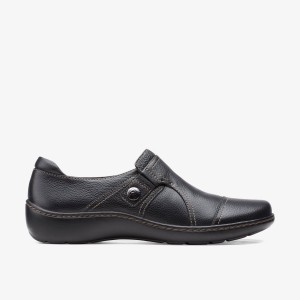 Clarks Cora Poppy Black Tumbled Træsko Dame Sort | VUMZW-4931