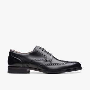 Clarks Craft Arlo Limit Black Leather Pæne Sko Herre Sort | NHASR-3061