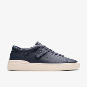 Clarks Craft Swift Navy Leather Sneakers Herre Mørkeblå | CQIJZ-4218