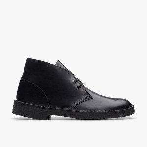 Clarks Desert Boot Black Polished Pæne Sko Herre Sort | VTFJD-8493