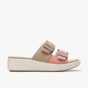 Clarks Drift Buckle Peach Combination Kilehæl Sko Dame Koral | LGYEX-2079