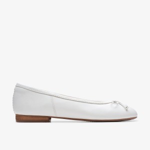 Clarks FAWNA LILY White Leather Slip Ons Dame Hvide | JQHOD-7421