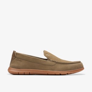 Clarks Flexway Step Olive Suede Wedge & Slip On Sko Herre Olivengrøn | ZNBXL-1527