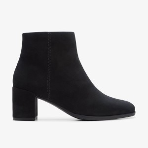 Clarks Freva 55 Zip Black Suede Støvler Dame Sort | SRTPU-6938