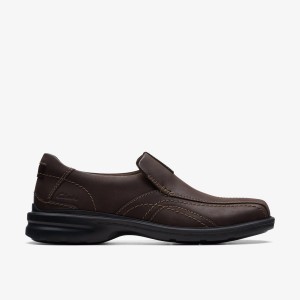 Clarks Gessler Step Dark Brown Leather Pæne Sko Herre Mørkebrune | RKWMF-4832