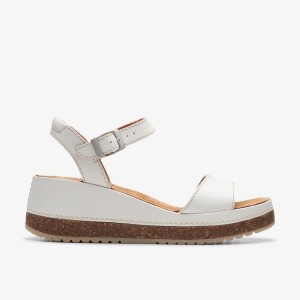 Clarks Kassanda Lily Off White Leather Sandaler Dame Hvide | ZBXKO-9327