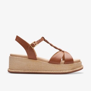 Clarks Kimmei Twist Tan Leather Sandaler Dame Brune | ZLBXT-8420