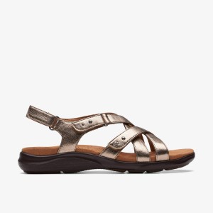 Clarks Kitly Go Metallic Sandaler Dame Metal | ZPDIT-4016