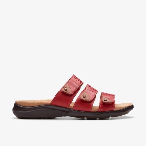 Clarks Kitly Walk Cherry Leather Sandaler Dame Lyserød | SGXDP-9706