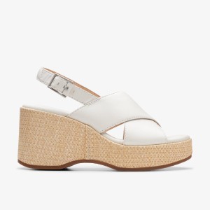 Clarks Manon Wish Off White Leather Sandaler Dame Hvide | XZGAT-9821