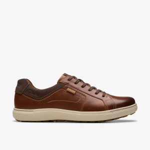 Clarks Mapstone Lace Tan Leather Sneakers Herre Brune | YWKIX-1264