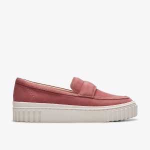 Clarks Mayhill Cove Dusty Rose Nubuck Slip Ons Dame Lyserød | ZXVOT-6420