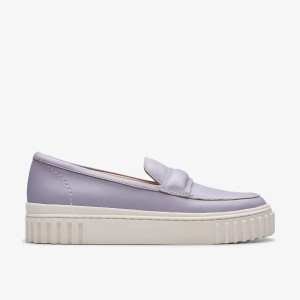 Clarks Mayhill Cove Lilac Leather Slip Ons Dame Lilla | MEPLC-5739