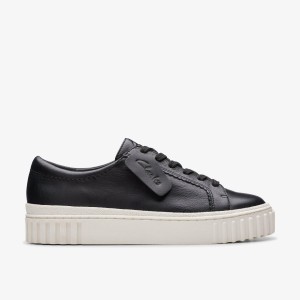 Clarks Mayhill Walk Black Leather Platform Sko Dame Sort | NMKXS-0197