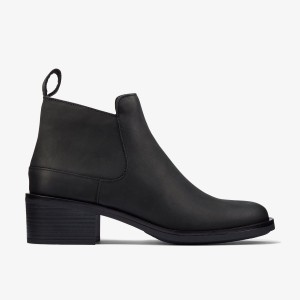 Clarks Memi Zip Black Leather Støvler Dame Sort | DHSIZ-3687