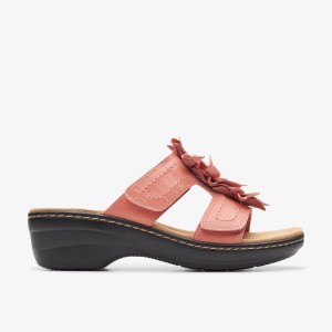 Clarks Merliah Raelyn Coral Leather Sandaler Dame Koral | HVEXI-1847