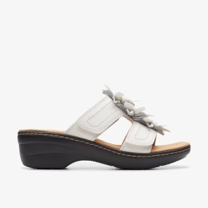 Clarks Merliah Raelyn White Leather Sandaler Dame Hvide | CGFQZ-3980