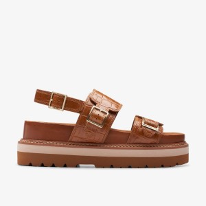 Clarks ORIANNA GLIDE Tan Interest Platform Sko Dame Brune | BFKTW-6081