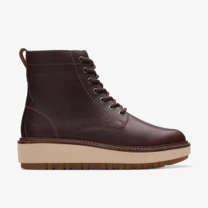 Clarks Orianna Lace Dark Brown Leather Støvler Dame Mørkebrune | EQXRD-9785