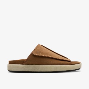 Clarks Overleigh Slide Cola Suede Sandaler Herre Cola | EKYTS-4263