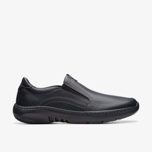 Clarks Pro Step Black Leather Pæne Sko Herre Sort | DGUBN-3459