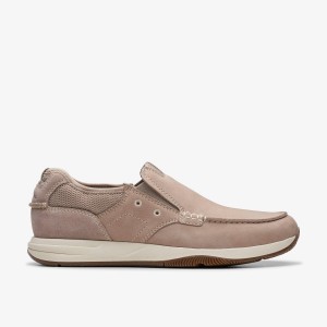 Clarks Sailview Step Light Grey Nubuck Wedge & Slip On Sko Herre Lysegrå | UENPJ-2397