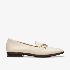 Clarks Sarafyna Rae Ivory Leather Slip Ons Dame Hvide | HCJXF-6859