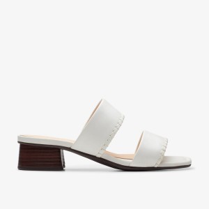 Clarks Serina 35 Mule Off White Leather Sandaler Dame Hvide | XYJSG-8250