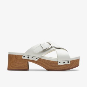 Clarks Sivanne Walk Off White Leather Sandaler Dame Hvide | MIULO-9834