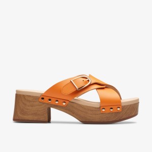 Clarks Sivanne Walk Orange Leather Træsko Dame Orange | WYHUK-3657