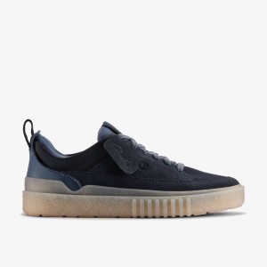 Clarks Somerset Lace Navy Suede Sneakers Herre Mørkeblå | KSEQC-8294