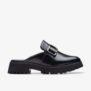 Clarks Stayso Free Black Leather Træsko Dame Sort | GPEUO-4501