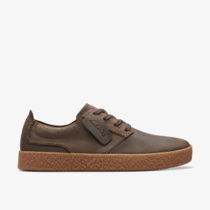 Clarks Streethill Lace Dark Olive Leather Sneakers Herre Mørkeolivengrøn | MBWVI-1064