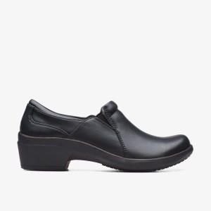 Clarks Talene Pace Black Leather Træsko Dame Sort | MCKFR-6241