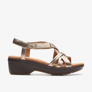 Clarks Tuleah May Metallic Leather Sandaler Dame Metal | BUQTA-4932